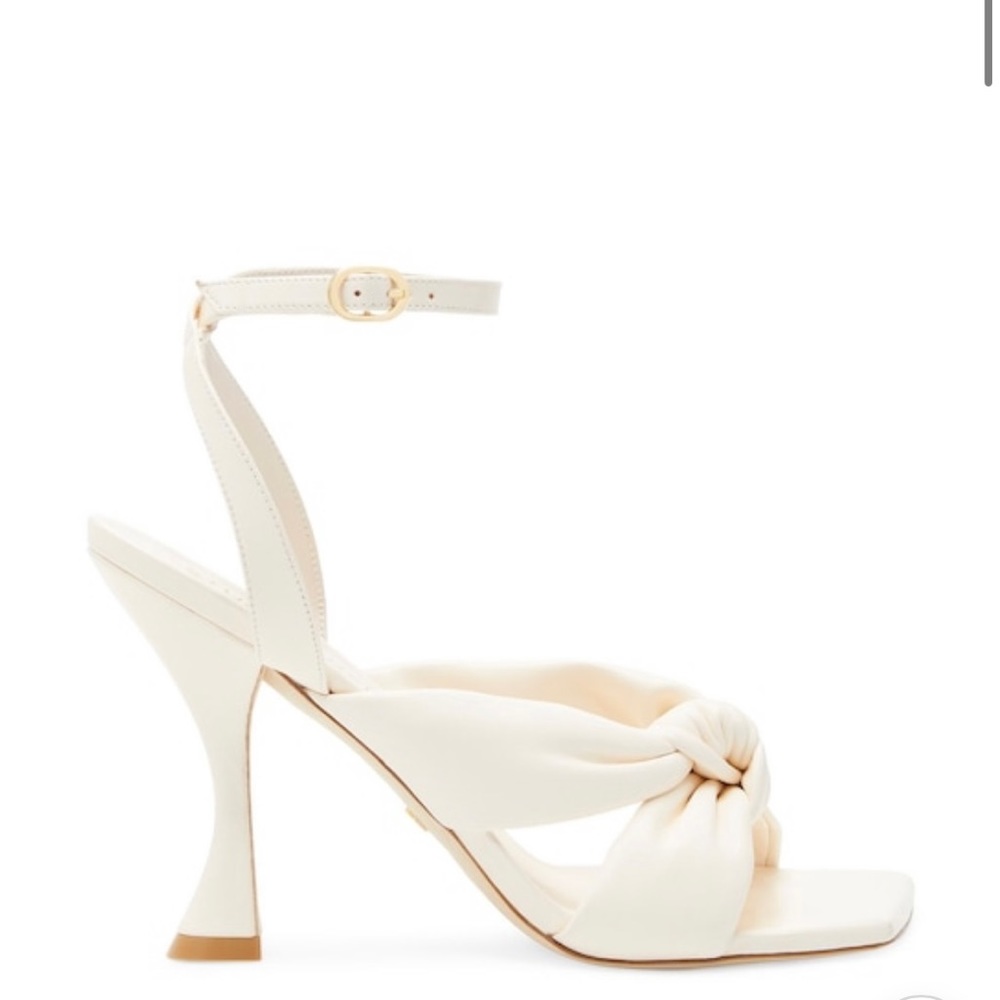 Stuart Weitzman Cream Knotted Ankle-Strap Heels
